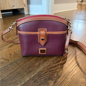 Dooney & Bourke Burgundy Crossbody with Brown Trim